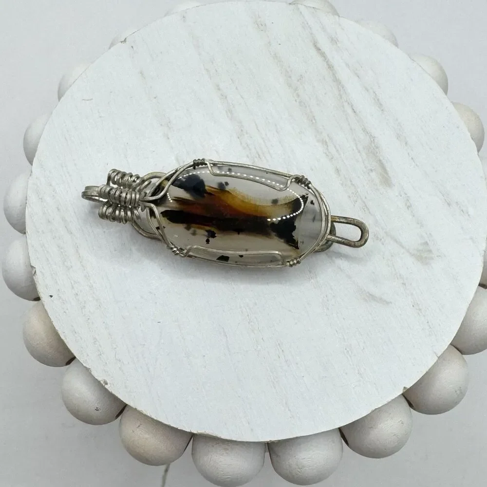 Vintage Montana Moss Agate Large Tie Clip